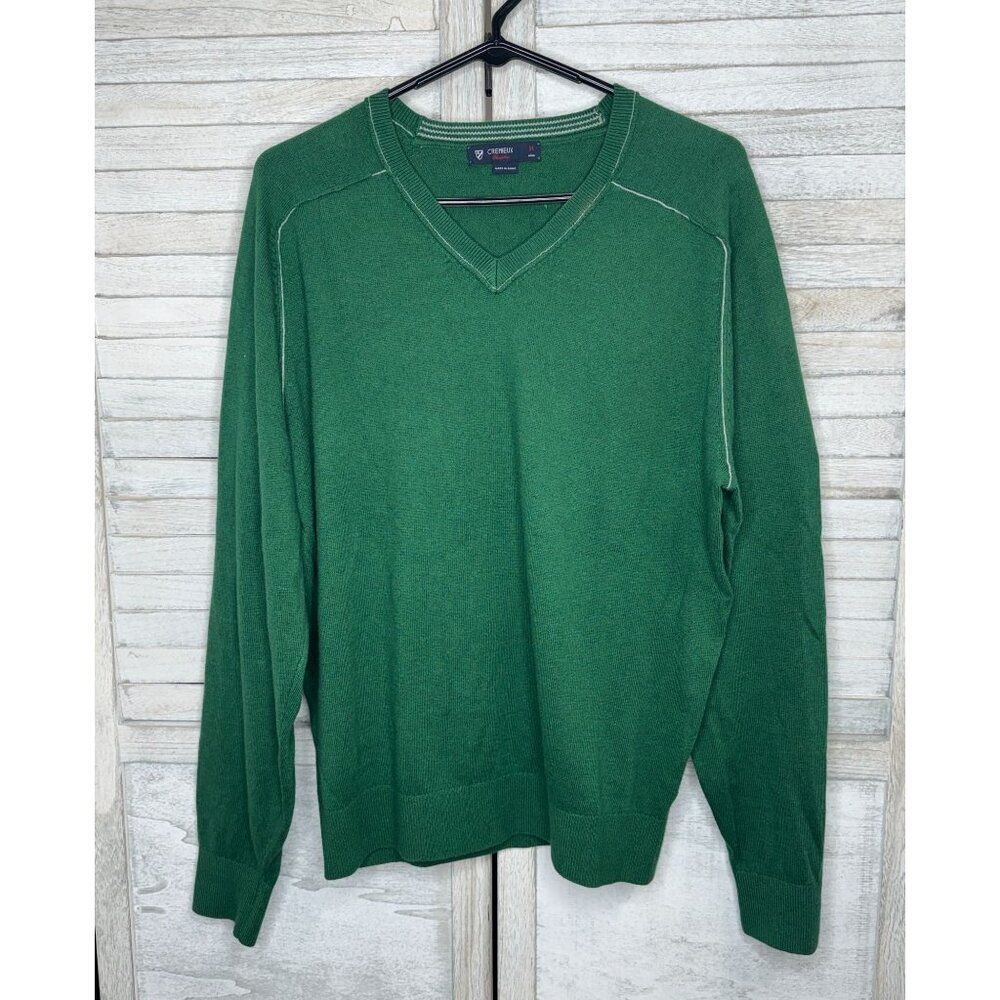 Cremieux Men's Pullover V-Neck Sweater Green Size M